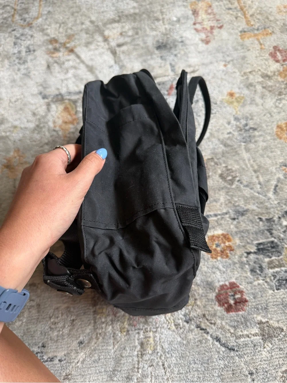 Fjallraven Kanken Mini Backpack in Black with Red Logo